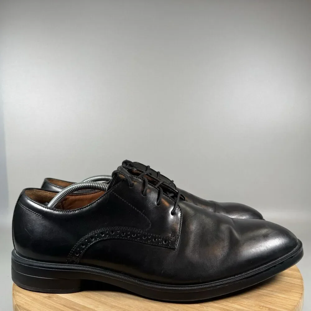 Johnston &‎ Murphy Men's 12 Ronan Plain Toe Oxford Black Smooth Full Grain